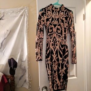 Black and gold party dress